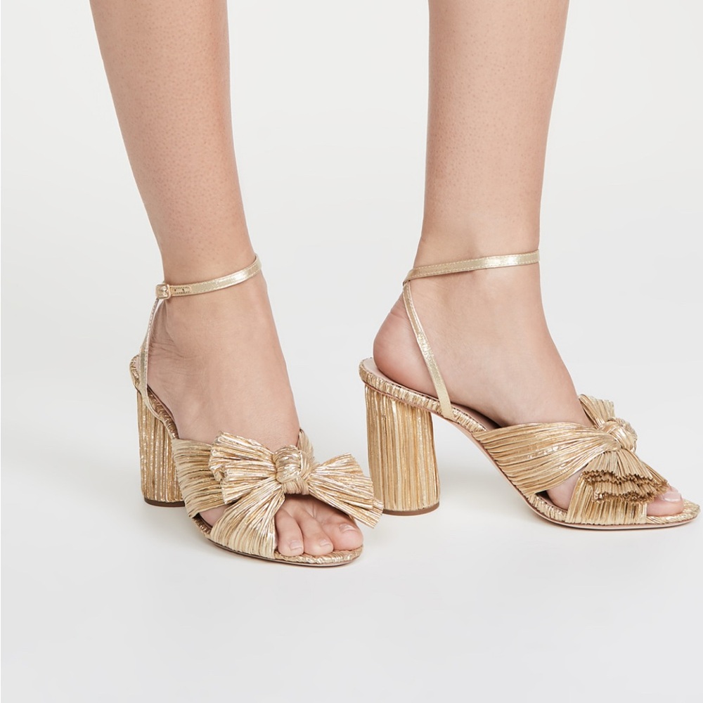 Loeffler Randall Gold Heels with ankle strap - size 8.5